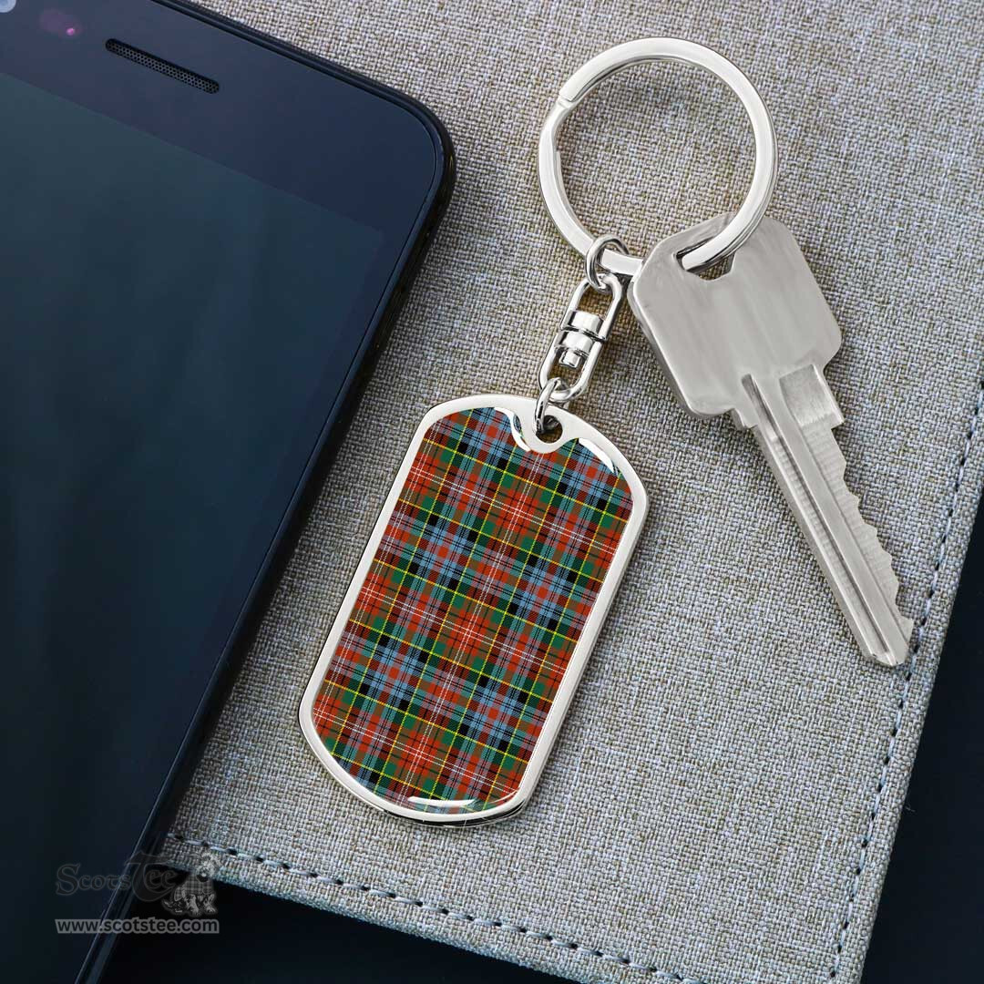 ScotsTee Shop Scottish Caledonia Ancient Clan Dog Tag Pendant Tartan Luxury Keychain - Personalized Engraving
