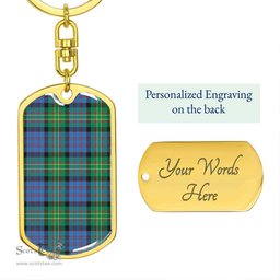 ScotsTee Shop Scottish Bowie Ancient Clan Dog Tag Pendant Tartan Luxury Keychain - Personalized Engraving
