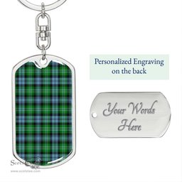 ScotsTee Shop Scottish Arbuthnot Ancient Clan Dog Tag Pendant Tartan Luxury Keychain - Personalized Engraving