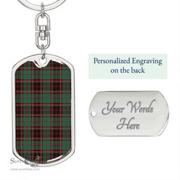 ScotsTee Shop Scottish Buchan Ancient Clan Dog Tag Pendant Tartan Luxury Keychain - Personalized Engraving