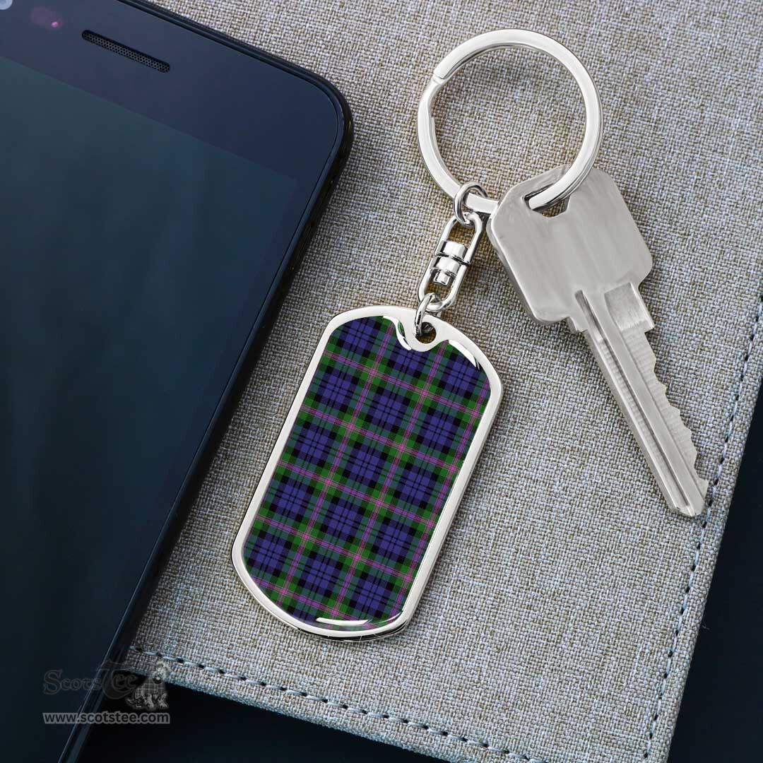 ScotsTee Shop Scottish Baird Modern Clan Dog Tag Pendant Tartan Luxury Keychain - Personalized Engraving