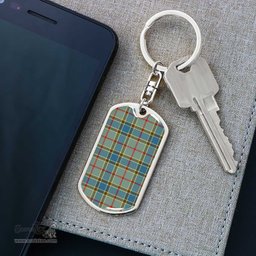 ScotsTee Shop Scottish Balfour Blue Clan Dog Tag Pendant Tartan Luxury Keychain - Personalized Engraving
