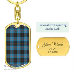 ScotsTee Shop Scottish Angus Ancient Clan Dog Tag Pendant Tartan Luxury Keychain - Personalized Engraving