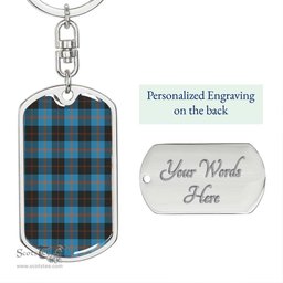 ScotsTee Shop Scottish Angus Ancient Clan Dog Tag Pendant Tartan Luxury Keychain - Personalized Engraving