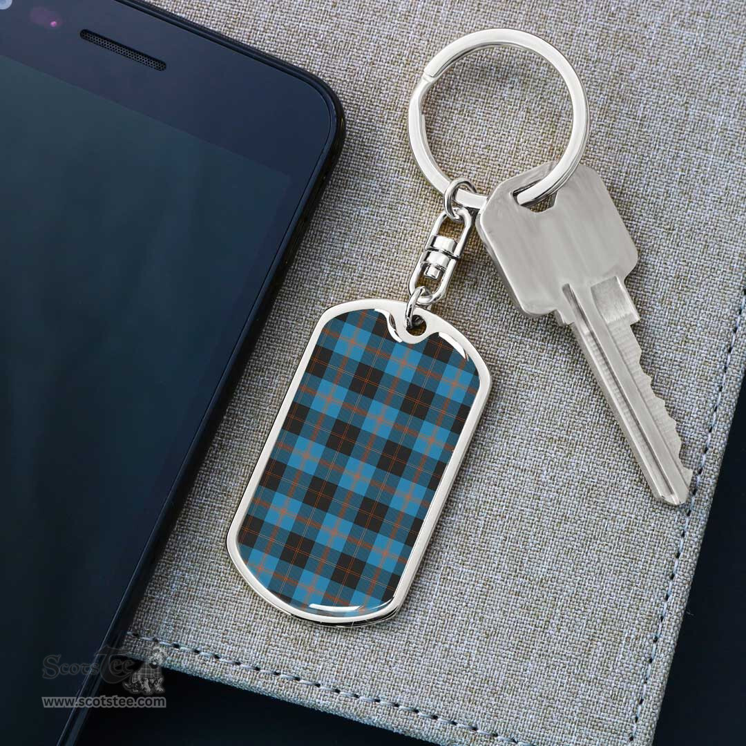 ScotsTee Shop Scottish Angus Ancient Clan Dog Tag Pendant Tartan Luxury Keychain - Personalized Engraving