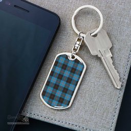 ScotsTee Shop Scottish Angus Ancient Clan Dog Tag Pendant Tartan Luxury Keychain - Personalized Engraving