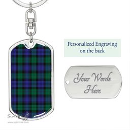 ScotsTee Shop Scottish Blackwatch Modern Clan Dog Tag Pendant Tartan Luxury Keychain - Personalized Engraving