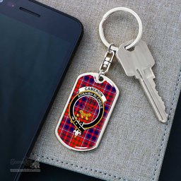 ScotsTee Shop Scottish Cameron of Lochiel Modern Clan Crest Dog Tag Pendant Tartan Luxury Keychain - Personalized Engraving
