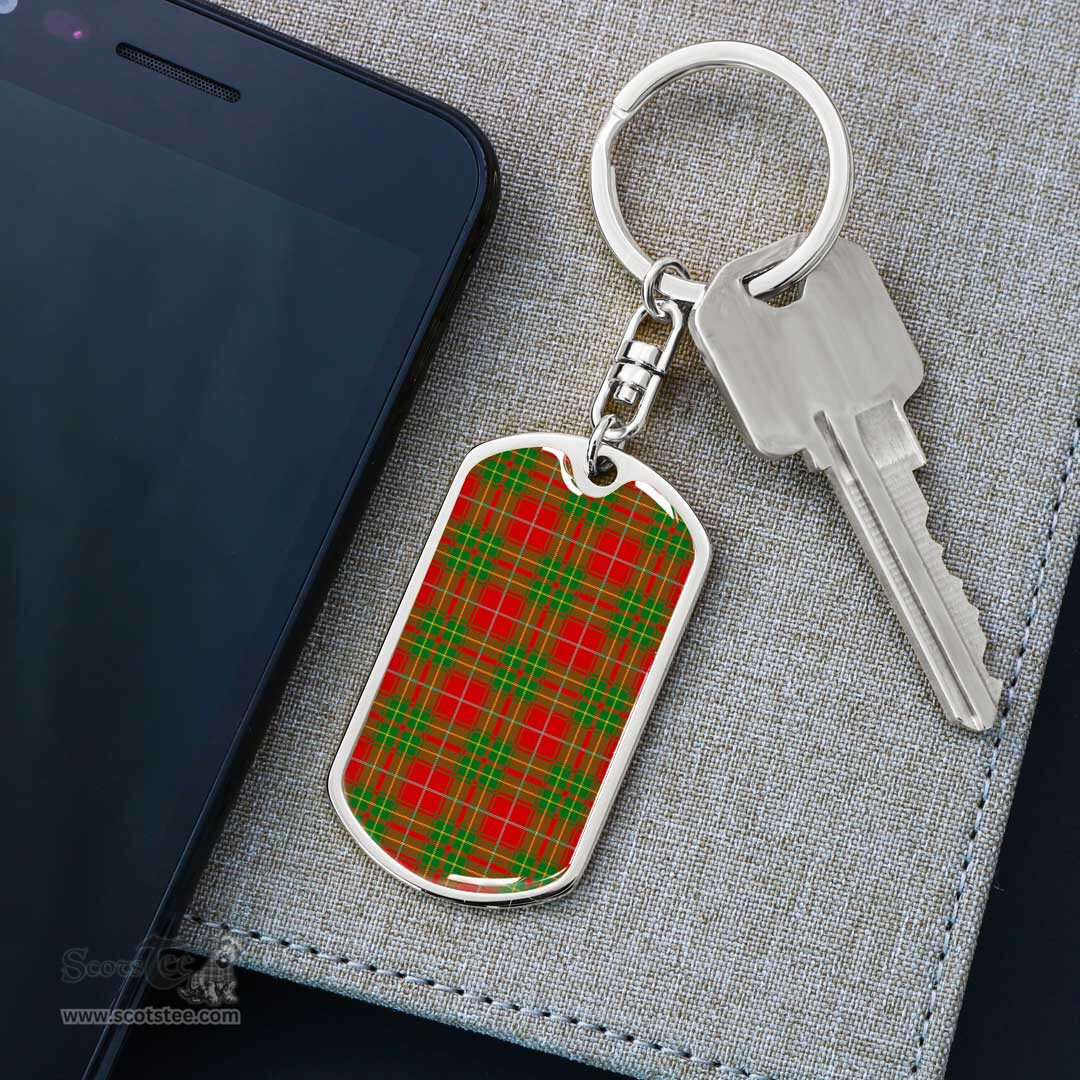 ScotsTee Shop Scottish Burnett Ancient Clan Dog Tag Pendant Tartan Luxury Keychain - Personalized Engraving