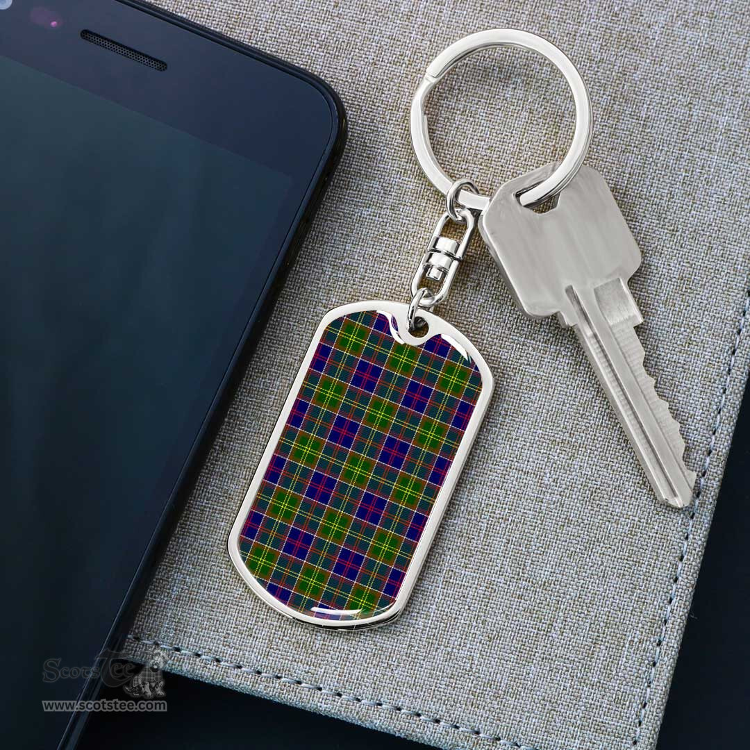 ScotsTee Shop Scottish Ayrshire District Clan Dog Tag Pendant Tartan Luxury Keychain - Personalized Engraving