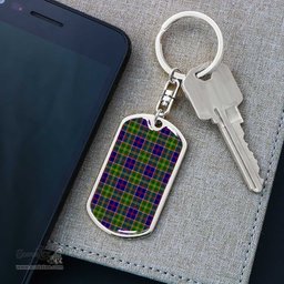 ScotsTee Shop Scottish Ayrshire District Clan Dog Tag Pendant Tartan Luxury Keychain - Personalized Engraving