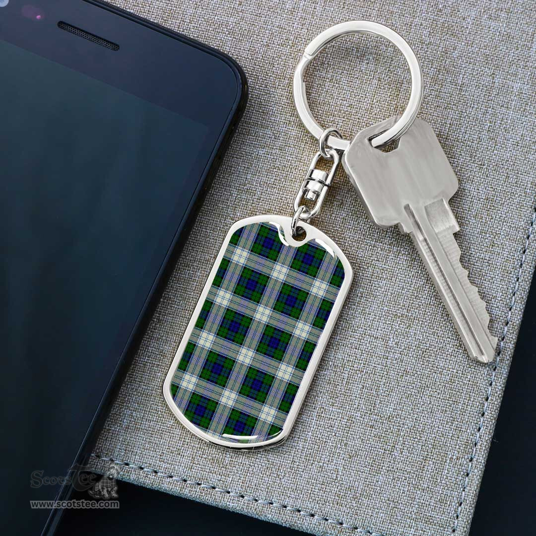 ScotsTee Shop Scottish Blackwatch Dress Modern Clan Dog Tag Pendant Tartan Luxury Keychain - Personalized Engraving