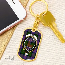 ScotsTee Shop Scottish Blair Modern Clan Crest Dog Tag Pendant Tartan Luxury Keychain - Personalized Engraving