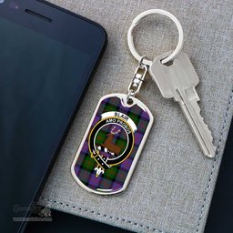 ScotsTee Shop Scottish Blair Modern Clan Crest Dog Tag Pendant Tartan Luxury Keychain - Personalized Engraving