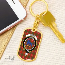 ScotsTee Shop Scottish Bruce Modern Clan Crest Dog Tag Pendant Tartan Luxury Keychain - Personalized Engraving