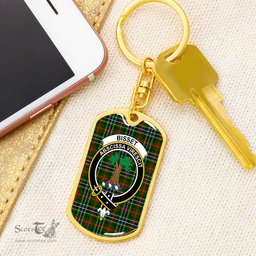 ScotsTee Shop Scottish Bisset Clan Crest Dog Tag Pendant Tartan Luxury Keychain - Personalized Engraving