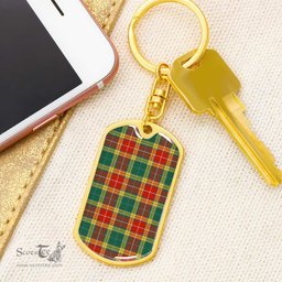 ScotsTee Shop Scottish Buchanan Old Sett Clan Dog Tag Pendant Tartan Luxury Keychain - Personalized Engraving