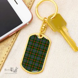 ScotsTee Shop Scottish Bisset Clan Dog Tag Pendant Tartan Luxury Keychain - Personalized Engraving