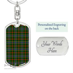 ScotsTee Shop Scottish Bisset Clan Dog Tag Pendant Tartan Luxury Keychain - Personalized Engraving