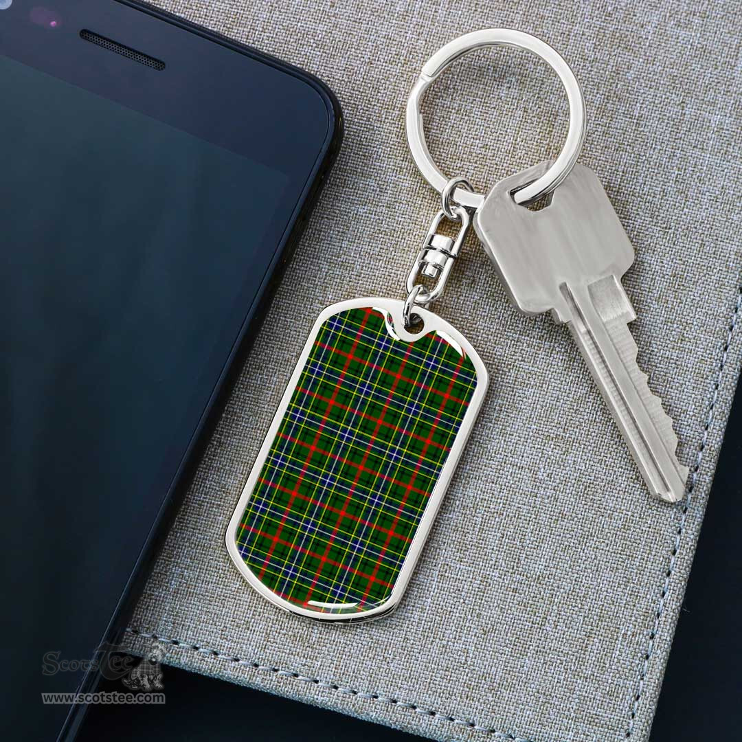 ScotsTee Shop Scottish Bisset Clan Dog Tag Pendant Tartan Luxury Keychain - Personalized Engraving