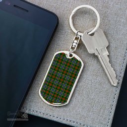 ScotsTee Shop Scottish Bisset Clan Dog Tag Pendant Tartan Luxury Keychain - Personalized Engraving