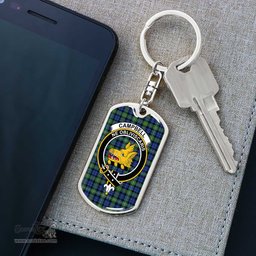 ScotsTee Shop Scottish Campbell Argyll Ancient Clan Crest Dog Tag Pendant Tartan Luxury Keychain - Personalized Engraving