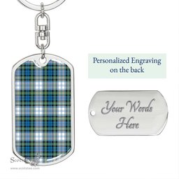 ScotsTee Shop Scottish Campbell Dress Ancient Clan Dog Tag Pendant Tartan Luxury Keychain - Personalized Engraving