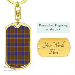 ScotsTee Shop Scottish Balfour Modern Clan Dog Tag Pendant Tartan Luxury Keychain - Personalized Engraving