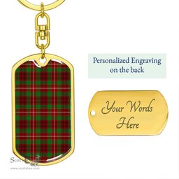 ScotsTee Shop Scottish Ainslie Clan Dog Tag Pendant Tartan Luxury Keychain - Personalized Engraving