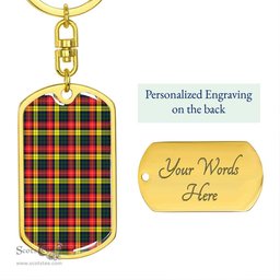 ScotsTee Shop Scottish Buchanan Modern Clan Dog Tag Pendant Tartan Luxury Keychain - Personalized Engraving