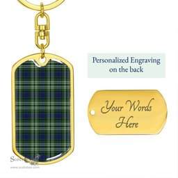 ScotsTee Shop Scottish Blyth Clan Dog Tag Pendant Tartan Luxury Keychain - Personalized Engraving