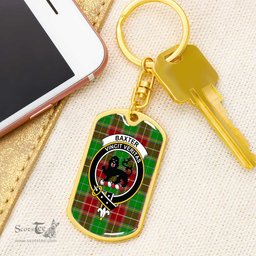 ScotsTee Shop Scottish Baxter Modern Clan Crest Dog Tag Pendant Tartan Luxury Keychain - Personalized Engraving