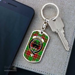 ScotsTee Shop Scottish Baxter Modern Clan Crest Dog Tag Pendant Tartan Luxury Keychain - Personalized Engraving