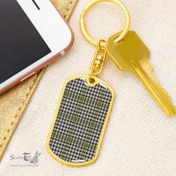 ScotsTee Shop Scottish Burns Check Clan Dog Tag Pendant Tartan Luxury Keychain - Personalized Engraving