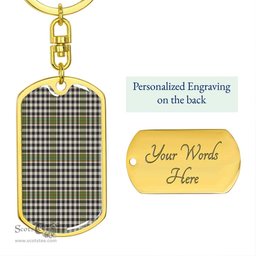 ScotsTee Shop Scottish Burns Check Clan Dog Tag Pendant Tartan Luxury Keychain - Personalized Engraving
