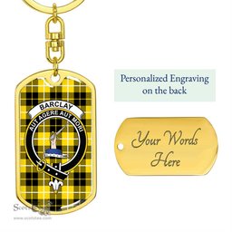 ScotsTee Shop Scottish Barclay Dress Modern Clan Crest Dog Tag Pendant Tartan Luxury Keychain - Personalized Engraving