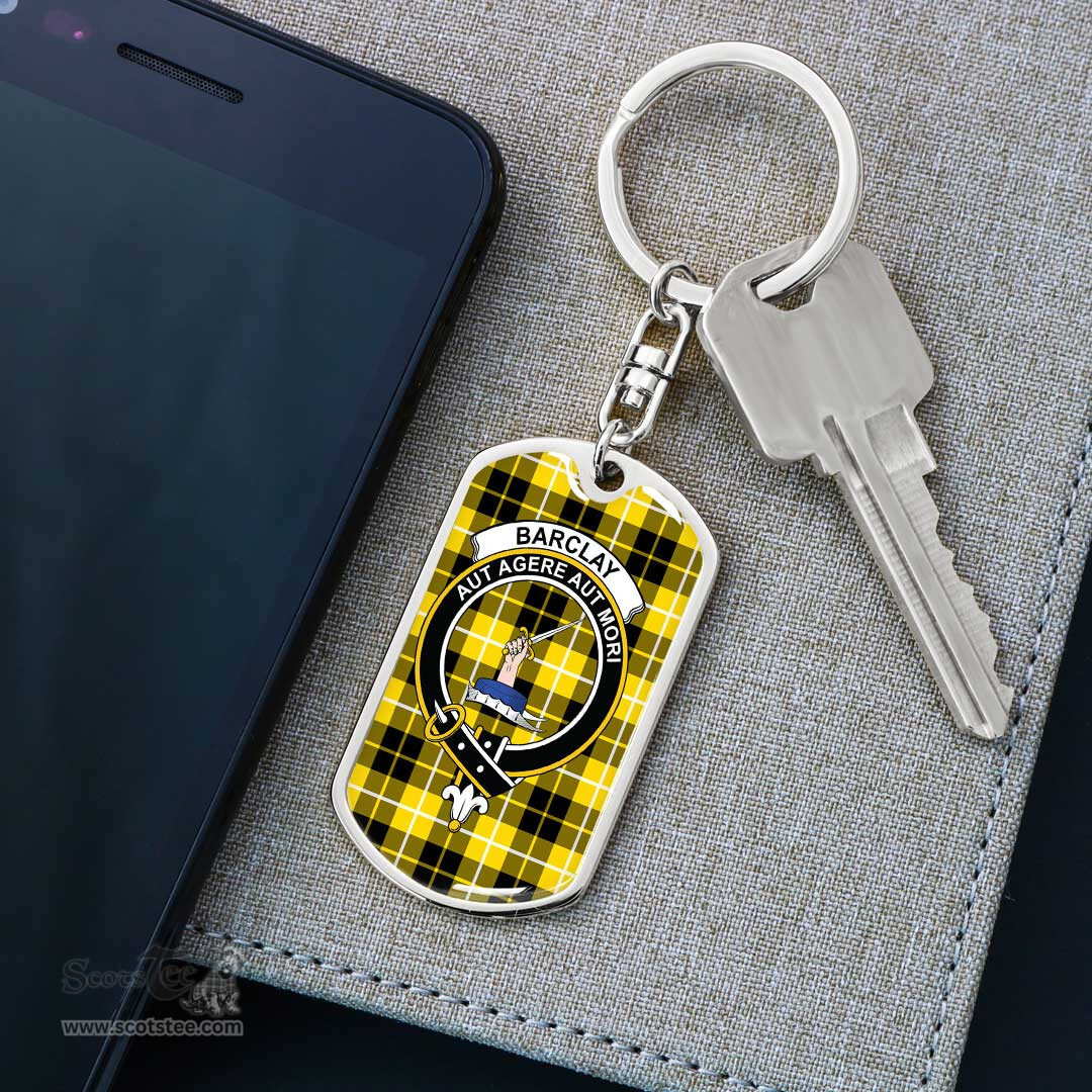 ScotsTee Shop Scottish Barclay Dress Modern Clan Crest Dog Tag Pendant Tartan Luxury Keychain - Personalized Engraving