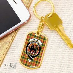 ScotsTee Shop Scottish Baxter Clan Crest Dog Tag Pendant Tartan Luxury Keychain - Personalized Engraving
