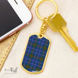 ScotsTee Shop Scottish Edmonstone Clan Dog Tag Pendant Tartan Luxury Keychain - Personalized Engraving