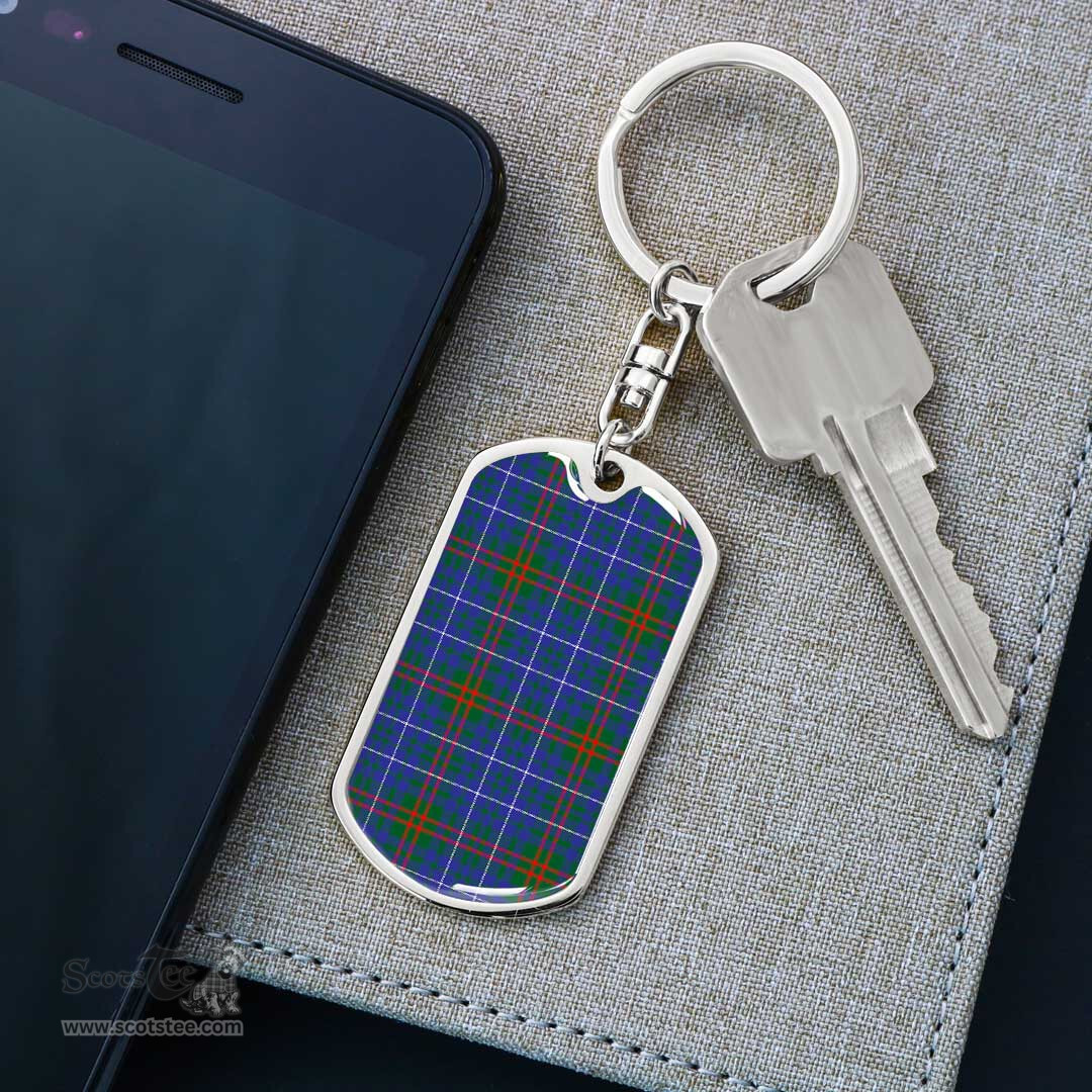 ScotsTee Shop Scottish Edmonstone Clan Dog Tag Pendant Tartan Luxury Keychain - Personalized Engraving