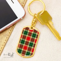 ScotsTee Shop Scottish Gibbs Clan Dog Tag Pendant Tartan Luxury Keychain - Personalized Engraving