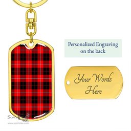 ScotsTee Shop Scottish Cunningham Modern Clan Dog Tag Pendant Tartan Luxury Keychain - Personalized Engraving