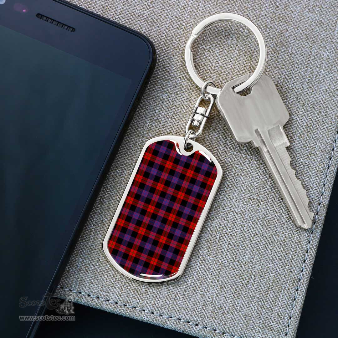 ScotsTee Shop Scottish Brown Modern Clan Dog Tag Pendant Tartan Luxury Keychain - Personalized Engraving