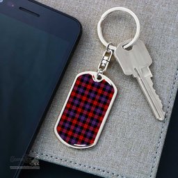 ScotsTee Shop Scottish Brown Modern Clan Dog Tag Pendant Tartan Luxury Keychain - Personalized Engraving
