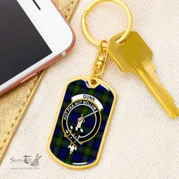 ScotsTee Shop Scottish Gunn Modern Clan Crest Dog Tag Pendant Tartan Luxury Keychain - Personalized Engraving