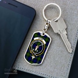 ScotsTee Shop Scottish Gunn Modern Clan Crest Dog Tag Pendant Tartan Luxury Keychain - Personalized Engraving