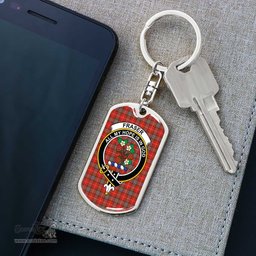 ScotsTee Shop Scottish Fraser Weathered Clan Crest Dog Tag Pendant Tartan Luxury Keychain - Personalized Engraving
