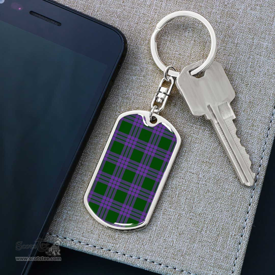ScotsTee Shop Scottish Elphinstone Clan Dog Tag Pendant Tartan Luxury Keychain - Personalized Engraving