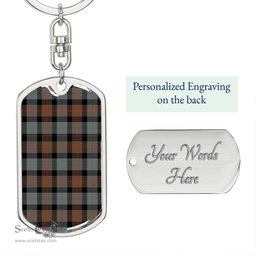 ScotsTee Shop Scottish Gunn Weathered Clan Dog Tag Pendant Tartan Luxury Keychain - Personalized Engraving