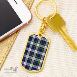 ScotsTee Shop Scottish Gordon Dress Modern Clan Dog Tag Pendant Tartan Luxury Keychain - Personalized Engraving